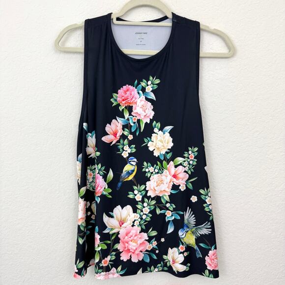 Johnny Was Active Womens Birdie High Neck Swing Tank Size M Flowy Floral Workout - Picture 1 of 6